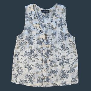 ModCloth Cat, Floral and Butterfly Print Sleeveless Blouse ~ Women’s Large